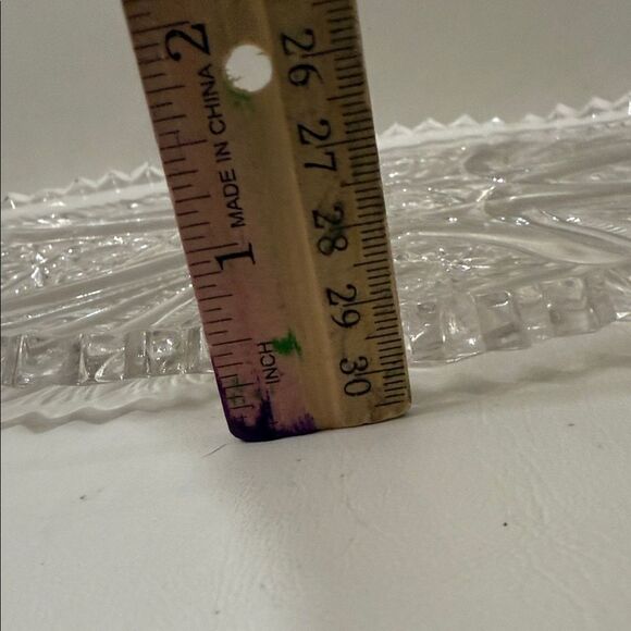 Crystal Clear Cut Glass Serving Tray 11 1/2 Long 5 1/2 Wide 3/4 Tall Starburst - Picture 6 of 8